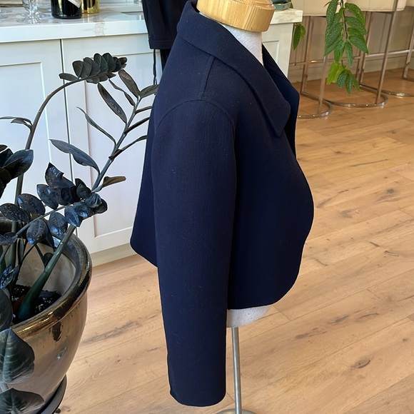 EUC Oscar de la Renta vintage navy bolero jacket drapey wider leg pant suit. - Picture 4 of 15